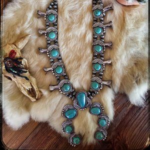 Natural Stone Squash Blossom Necklace